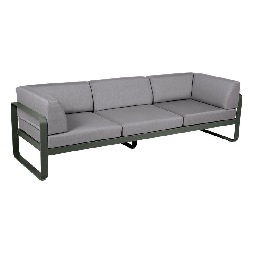 Canapé club 3 places BELLEVIE de Fermob, Menthe glaciale, Coussin Taupe grisé Canapé club 3 places BELLEVIE de Fermob, Menthe glaciale, Coussin Taupe grisé