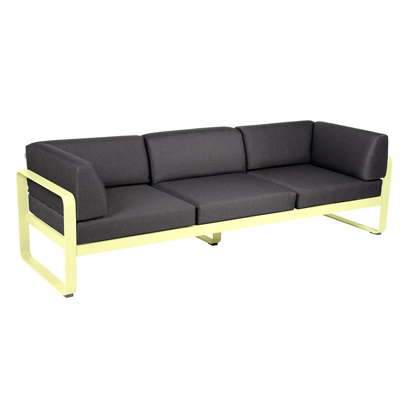 Canapé club 3 places BELLEVIE de Fermob, Citron givré, Coussin Gris graphite Canapé club 3 places BELLEVIE de Fermob, Citron givré, Coussin Gris graphite