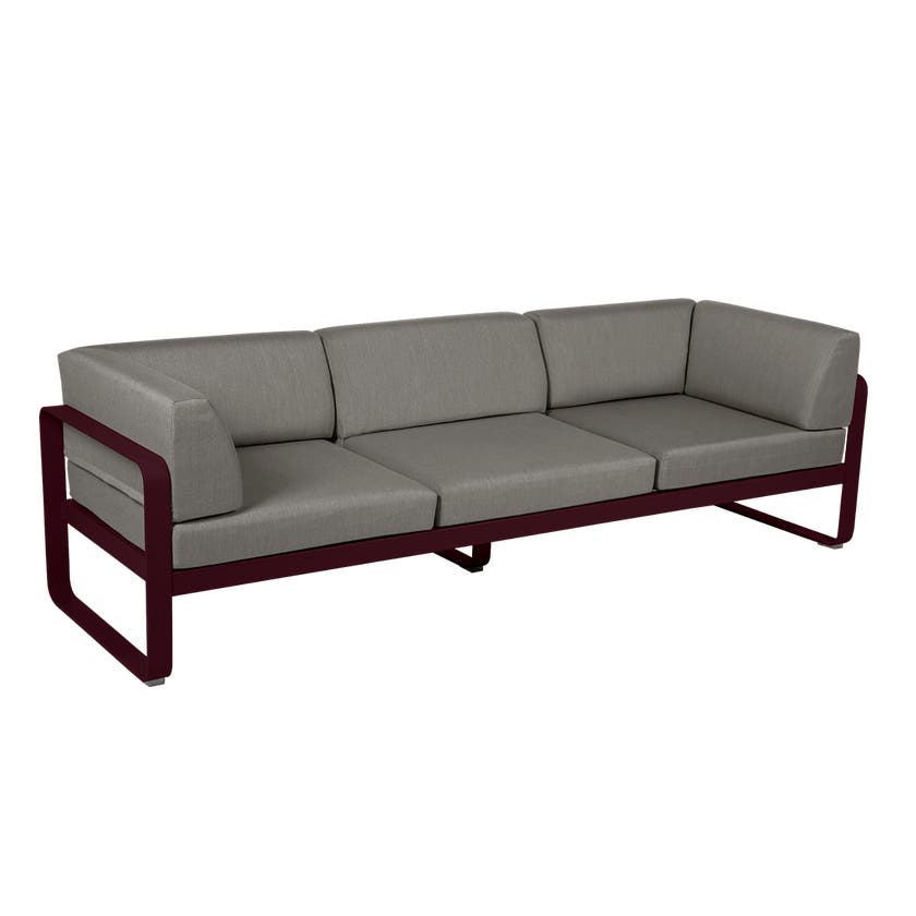 Canapé club 3 places BELLEVIE de Fermob, Cerise noire, Coussin Taupe grisé Canapé club 3 places BELLEVIE de Fermob, Cerise noire, Coussin Taupe grisé