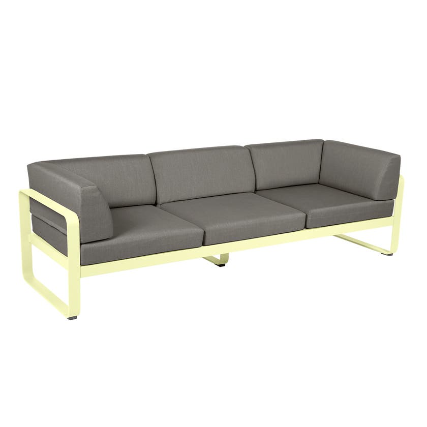 Canapé club 3 places BELLEVIE de Fermob, Citron givré, Coussin Taupe grisé Canapé club 3 places BELLEVIE de Fermob, Citron givré, Coussin Taupe grisé