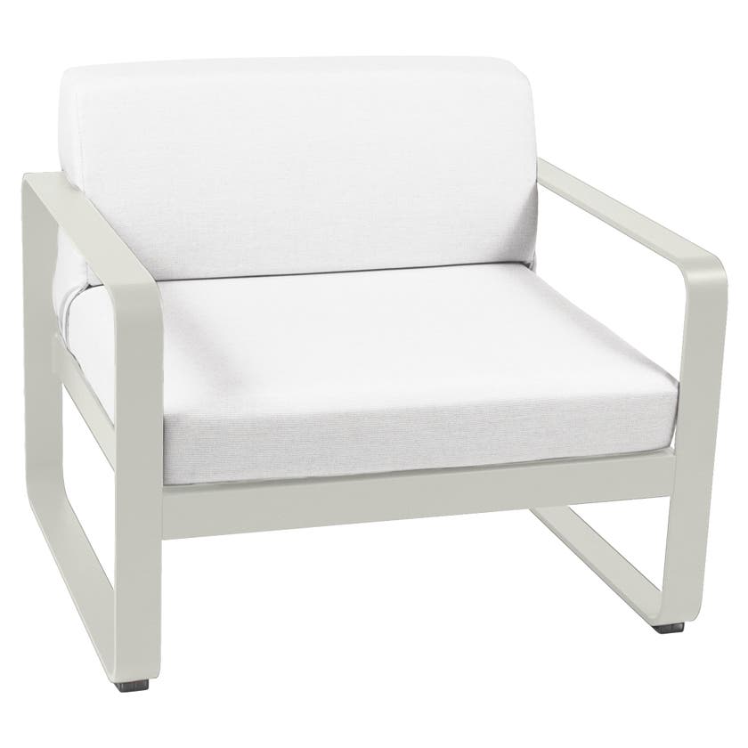 Fauteuil BELLEVIE de Fermob, Coussin Blanc grisé, Gris argile Fauteuil BELLEVIE de Fermob, Coussin Blanc grisé, Gris argile