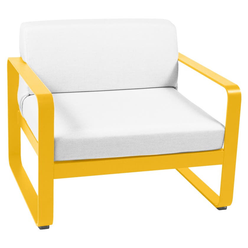 Fauteuil BELLEVIE de Fermob, Coussin Blanc grisé, Miel Fauteuil BELLEVIE de Fermob, Coussin Blanc grisé, Miel