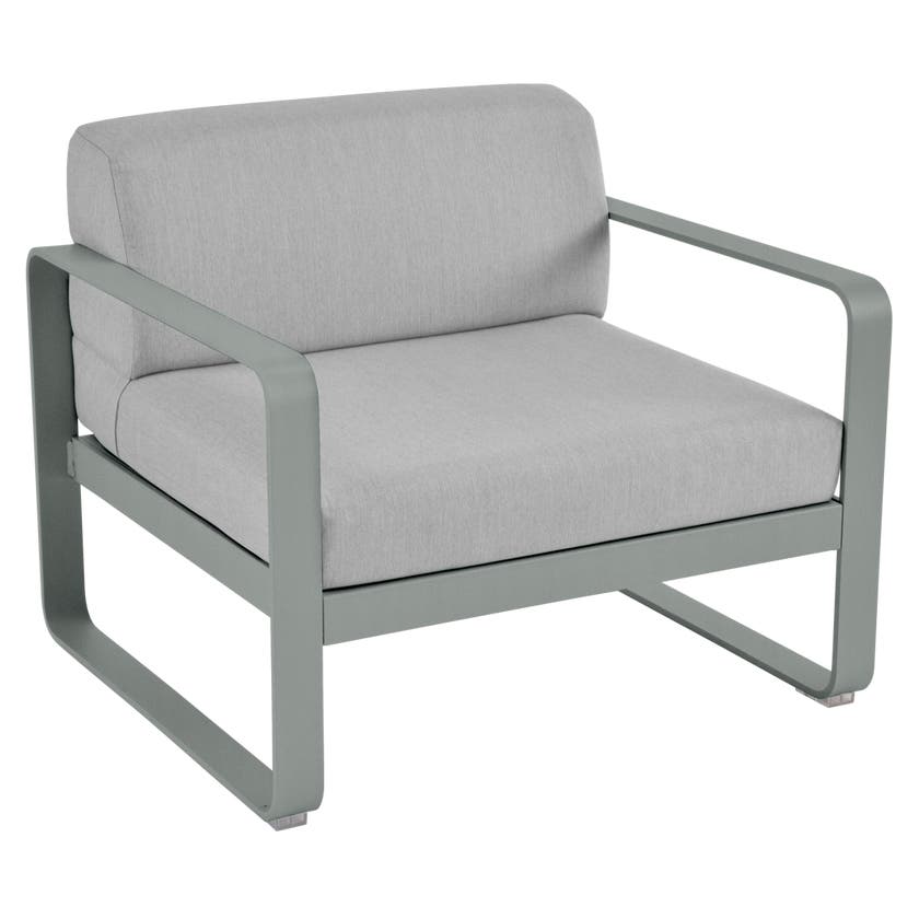 Fauteuil BELLEVIE de Fermob, Coussin Gris flanelle, Gris lapilli Fauteuil BELLEVIE de Fermob, Coussin Gris flanelle, Gris lapilli
