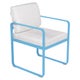Fauteuil de repas BELLEVIE, Bleu maya, Coussin Blanc grisé