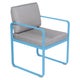 Fauteuil de repas BELLEVIE, Bleu maya, Coussin Gris flanelle