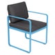 Fauteuil de repas BELLEVIE, Bleu maya, Coussin Gris graphite