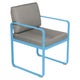 Fauteuil de repas BELLEVIE, Bleu maya, Coussin Taupe grisé
