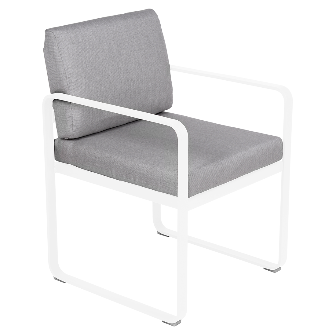 Fauteuil de repas BELLEVIE, Blanc coton, Coussin Gris flanelle