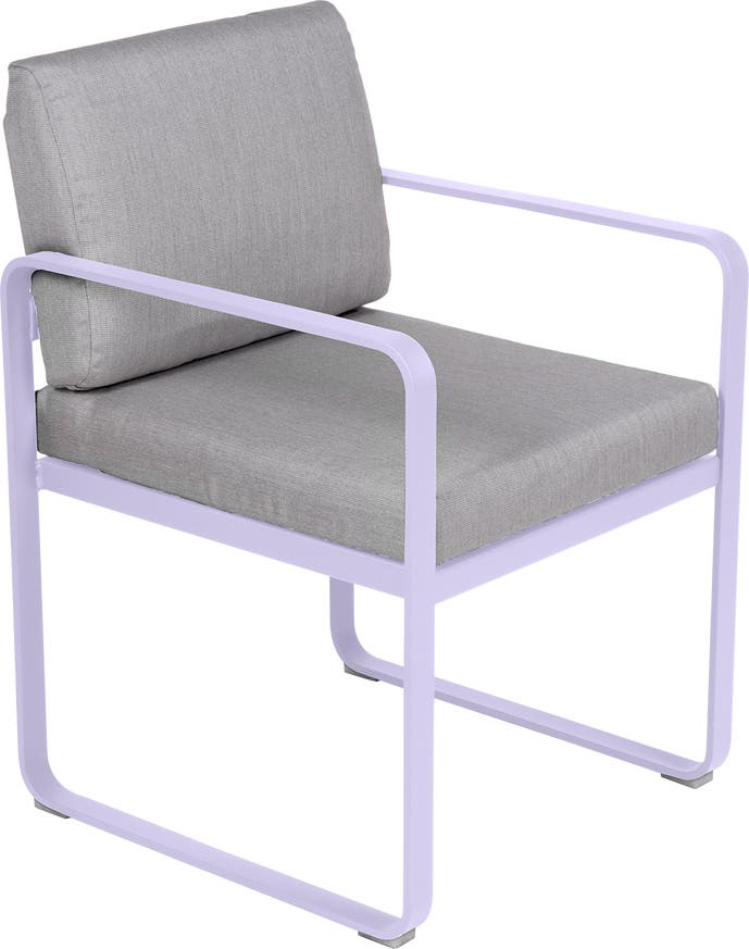 Fauteuil de repas BELLEVIE de Fermob, Guimauve, Coussin Gris flanelle Fauteuil de repas BELLEVIE de Fermob, Guimauve, Coussin Gris flanelle