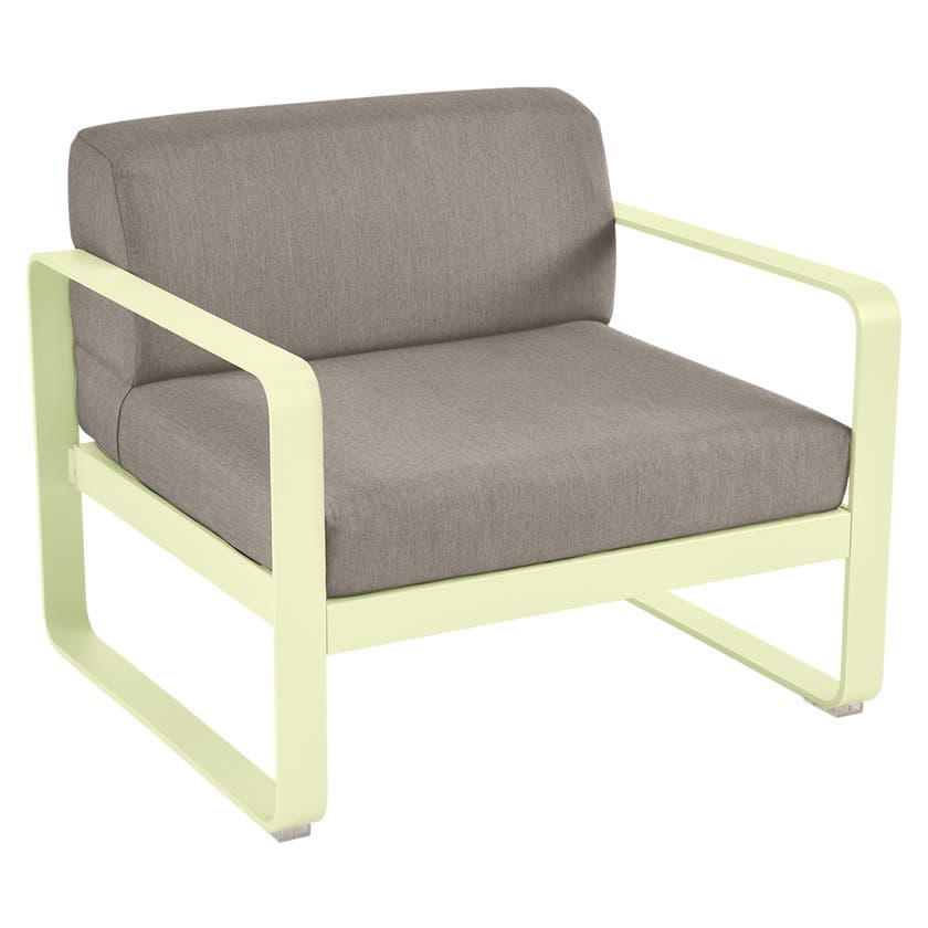 Fauteuil BELLEVIE de Fermob, Coussin Taupe grisé, Citron givré Fauteuil BELLEVIE de Fermob, Coussin Taupe grisé, Citron givré
