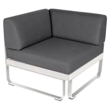 Module d'angle 1 place BELLEVIE, Blanc coton, Coussin Gris graphite