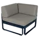 Module d'angle 1 place BELLEVIE, Bleu abysse, Coussin Taupe grisé