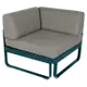Module d'angle 1 place BELLEVIE, Bleu acapulco, Coussin Taupe grisé
