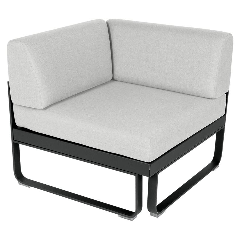 Module d'angle 1 place BELLEVIE de Fermob, Carbone , Coussin Blanc grisé Module d'angle 1 place BELLEVIE de Fermob, Carbone , Coussin Blanc grisé