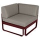 Module d'angle 1 place BELLEVIE, Cerise noire, Coussin Taupe grisé