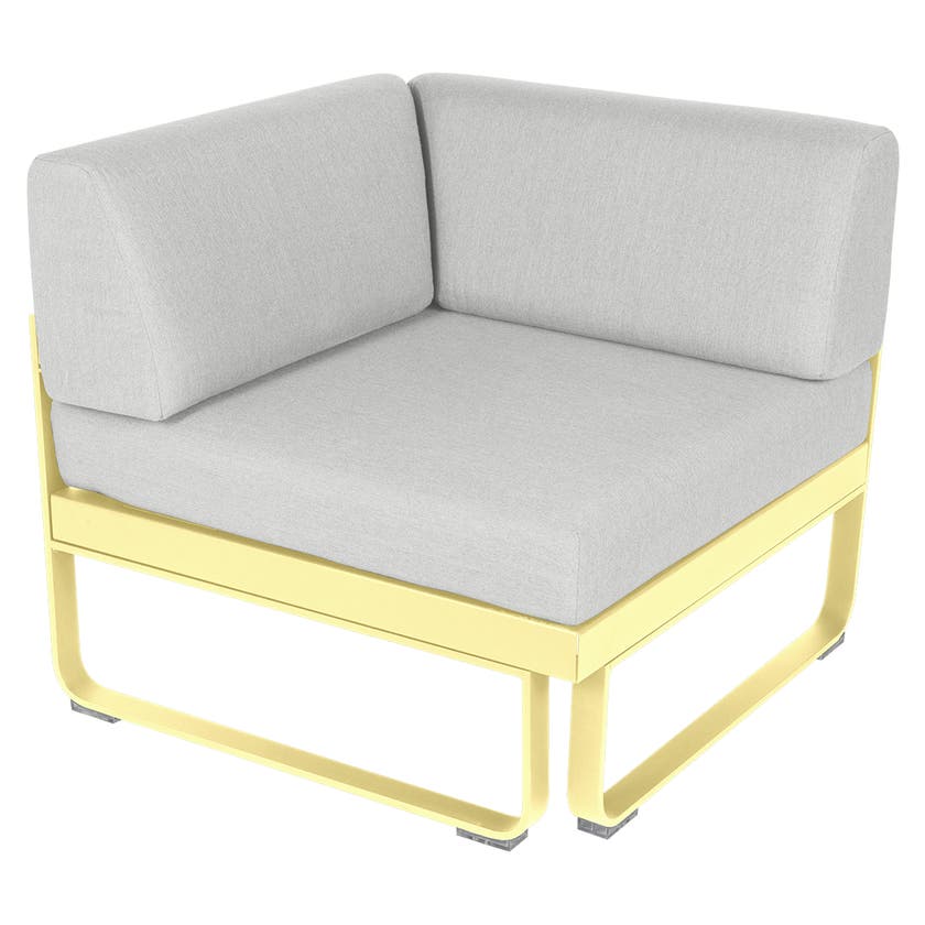 Module d'angle 1 place BELLEVIE de Fermob, Citron givré, Coussin Blanc grisé Module d'angle 1 place BELLEVIE de Fermob, Citron givré, Coussin Blanc grisé