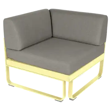 Module d'angle 1 place BELLEVIE, Citron givré, Coussin Taupe grisé