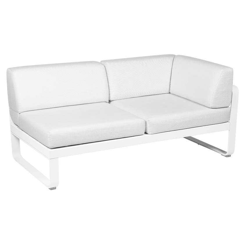 Module d'angle droit 2 places BELLEVIE de Fermob, Blanc coton, Coussin Blanc grisé Module d'angle droit 2 places BELLEVIE de Fermob, Blanc coton, Coussin Blanc grisé
