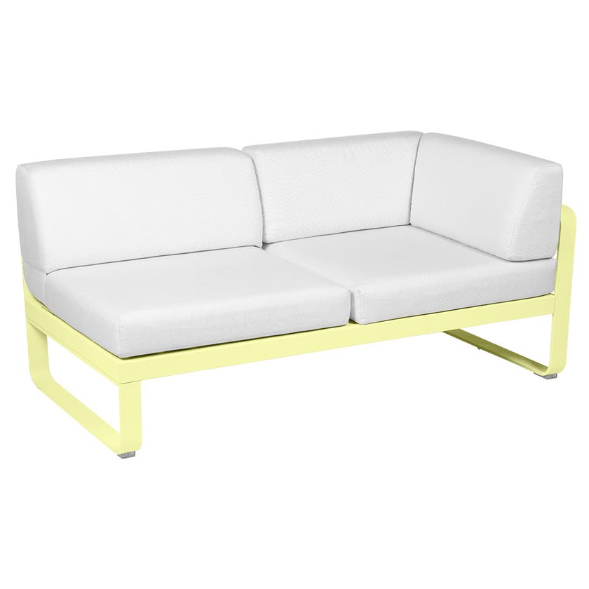 Module d'angle droit 2 places BELLEVIE de Fermob, Citron givré, Coussin Blanc grisé Module d'angle droit 2 places BELLEVIE de Fermob, Citron givré, Coussin Blanc grisé