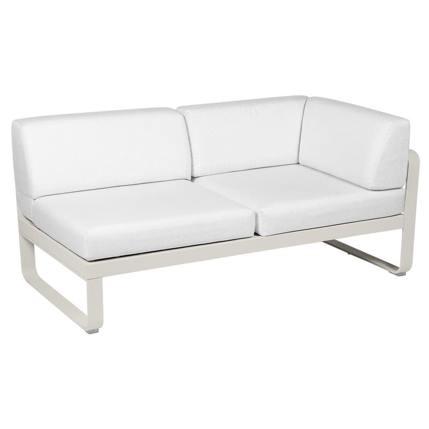 Module d'angle droit 2 places BELLEVIE de Fermob, Gris argile, Coussin Blanc grisé Module d'angle droit 2 places BELLEVIE de Fermob, Gris argile, Coussin Blanc grisé