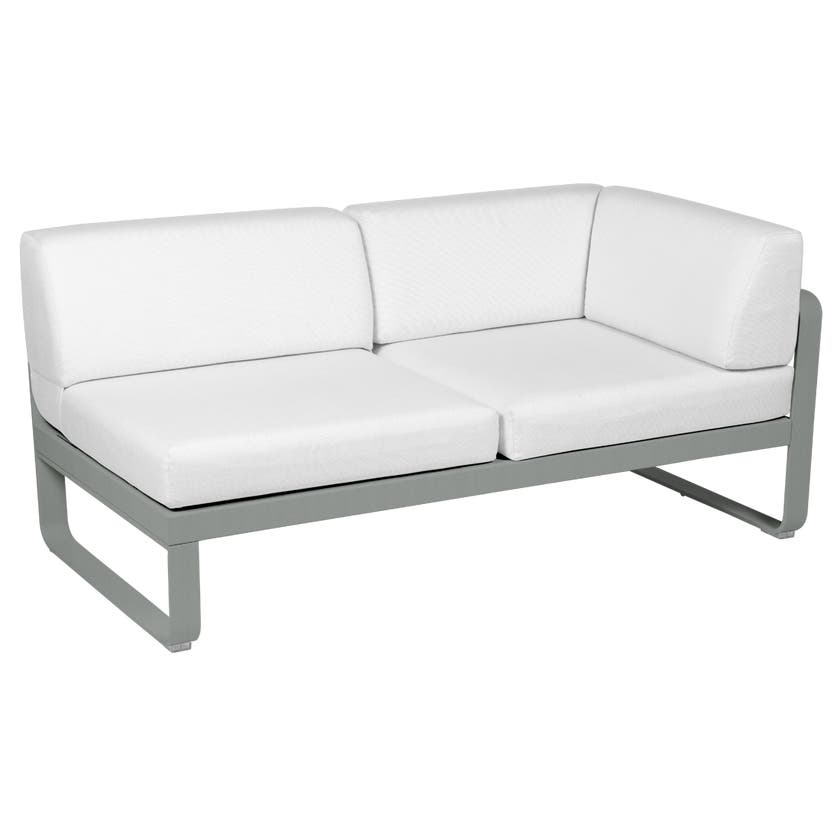 Module d'angle droit 2 places BELLEVIE de Fermob, Gris lapilli, Coussin Blanc grisé Module d'angle droit 2 places BELLEVIE de Fermob, Gris lapilli, Coussin Blanc grisé