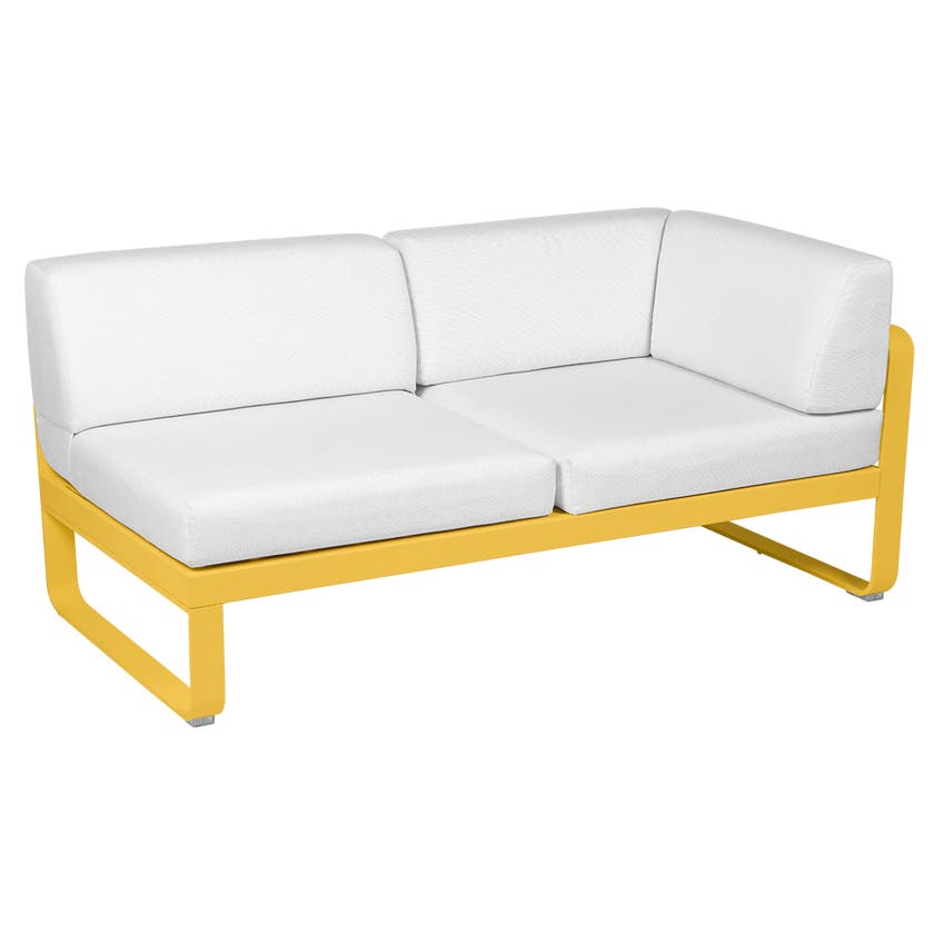 Module d'angle droit 2 places BELLEVIE de Fermob, Miel, Coussin Blanc grisé Module d'angle droit 2 places BELLEVIE de Fermob, Miel, Coussin Blanc grisé