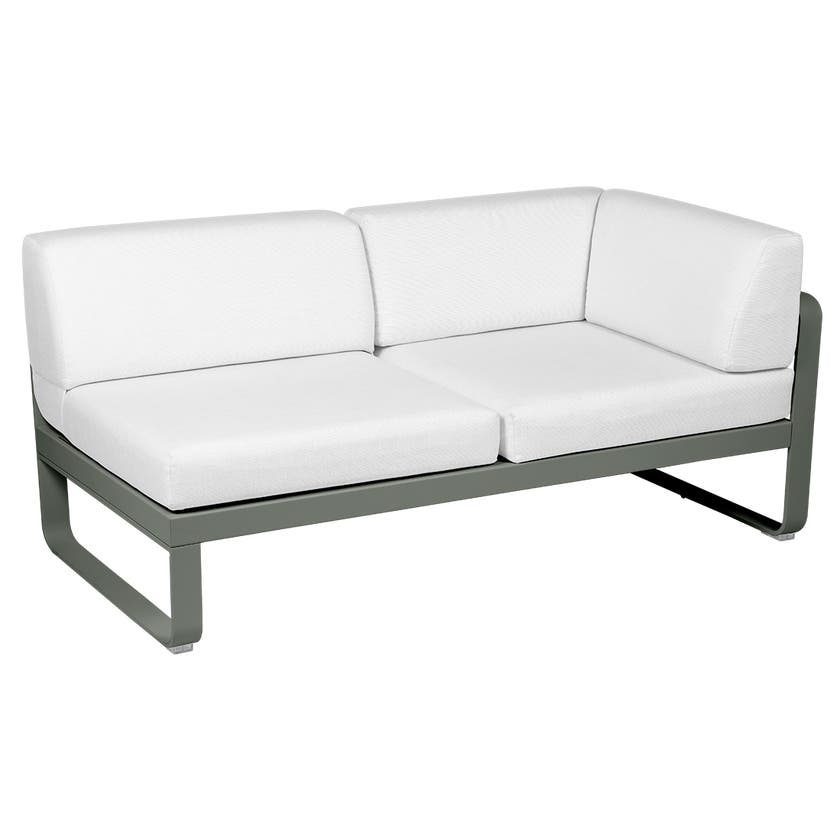 Module d'angle droit 2 places BELLEVIE de Fermob, Romarin, Coussin Blanc grisé Module d'angle droit 2 places BELLEVIE de Fermob, Romarin, Coussin Blanc grisé
