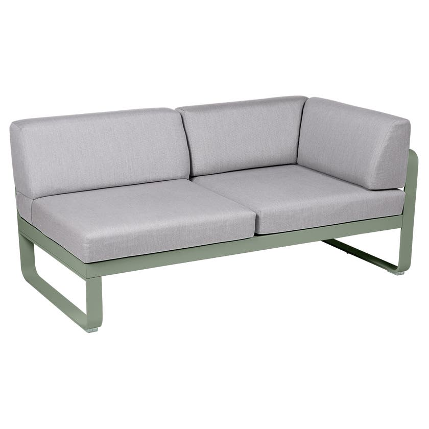 Module d'angle droit 2 places BELLEVIE de Fermob, Cactus, Coussin Gris flanelle Module d'angle droit 2 places BELLEVIE de Fermob, Cactus, Coussin Gris flanelle