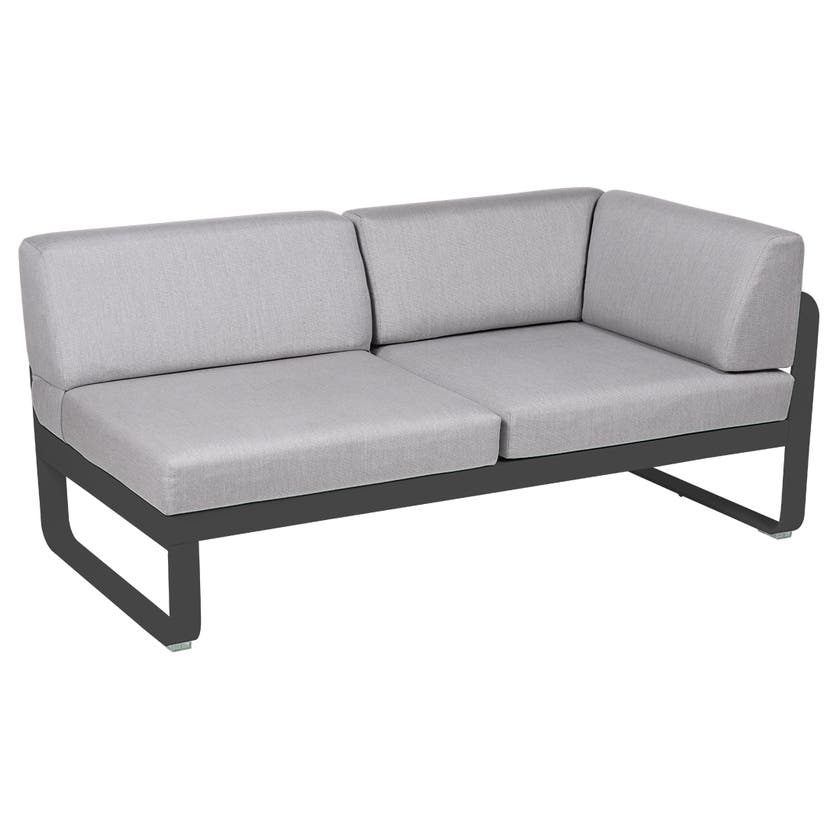 Module d'angle droit 2 places BELLEVIE de Fermob, Carbone , Coussin Gris flanelle Module d'angle droit 2 places BELLEVIE de Fermob, Carbone , Coussin Gris flanelle