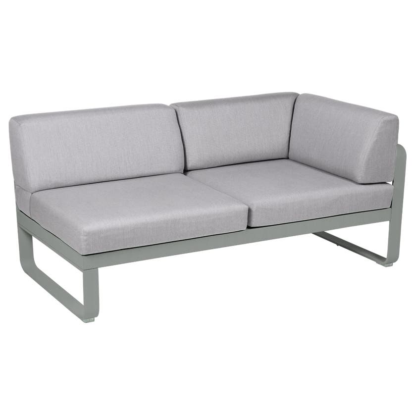 Module d'angle droit 2 places BELLEVIE de Fermob, Gris lapilli, Coussin Gris flanelle Module d'angle droit 2 places BELLEVIE de Fermob, Gris lapilli, Coussin Gris flanelle