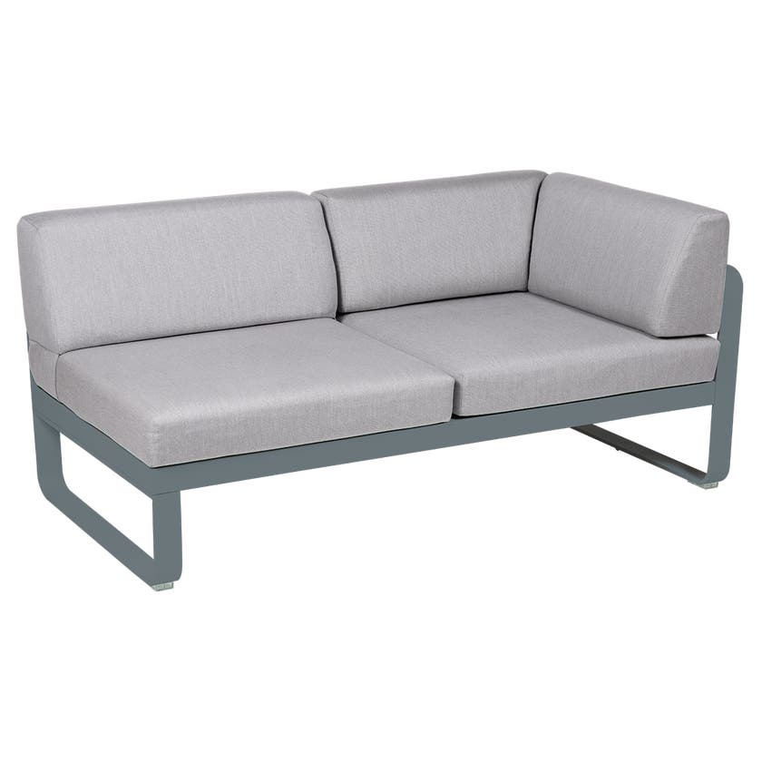 Module d'angle droit 2 places BELLEVIE de Fermob, Gris orage, Coussin Gris flanelle Module d'angle droit 2 places BELLEVIE de Fermob, Gris orage, Coussin Gris flanelle