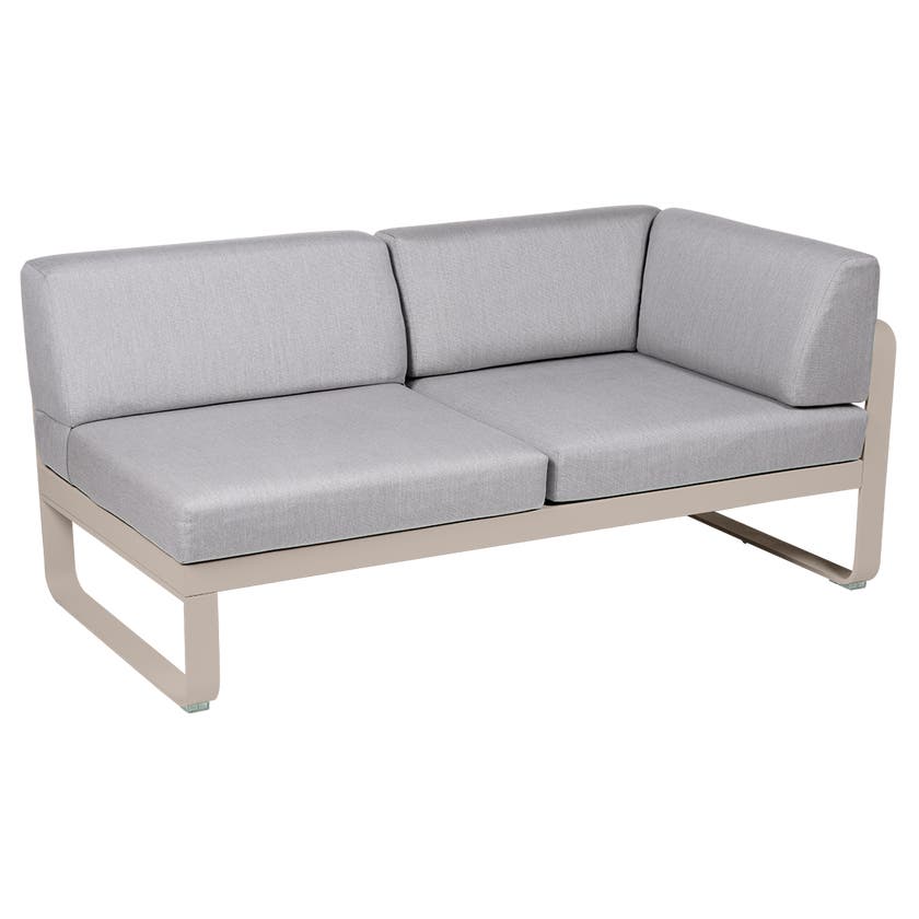 Module d'angle droit 2 places BELLEVIE de Fermob, Muscade, Coussin Gris flanelle Module d'angle droit 2 places BELLEVIE de Fermob, Muscade, Coussin Gris flanelle