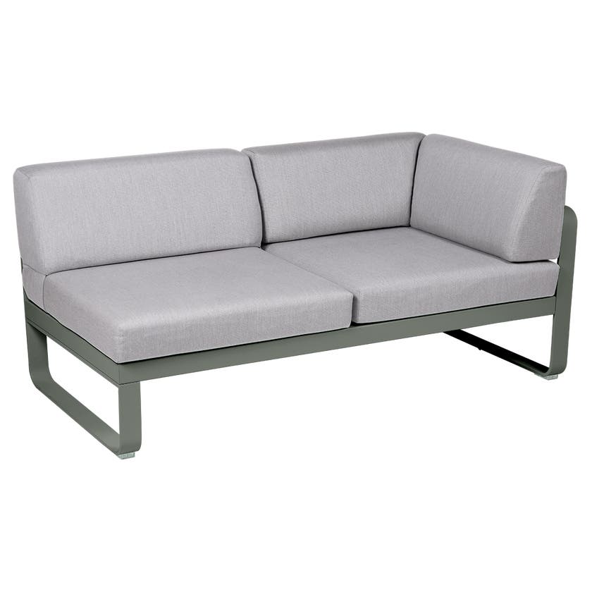 Module d'angle droit 2 places BELLEVIE de Fermob, Romarin, Coussin Gris flanelle Module d'angle droit 2 places BELLEVIE de Fermob, Romarin, Coussin Gris flanelle