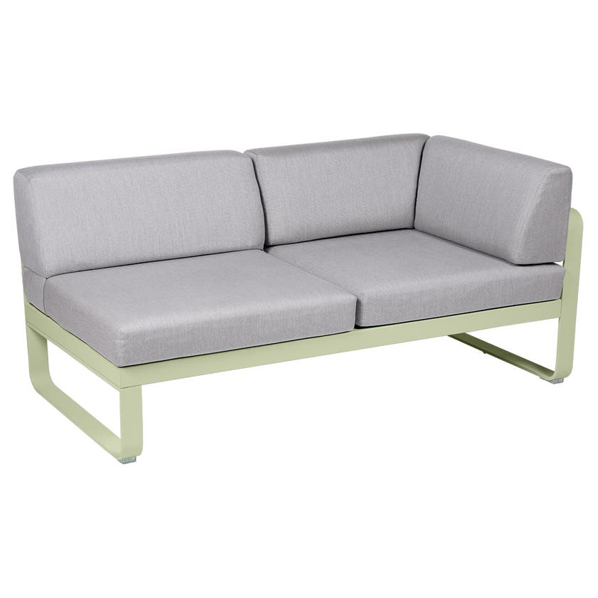Module d'angle droit 2 places BELLEVIE de Fermob, Tilleul, Coussin Gris flanelle Module d'angle droit 2 places BELLEVIE de Fermob, Tilleul, Coussin Gris flanelle