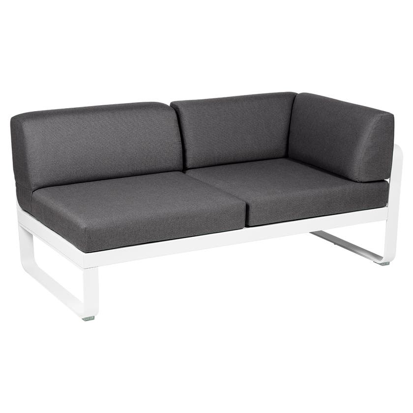 Module d'angle droit 2 places BELLEVIE de Fermob, Blanc coton, coussin gris graphite Module d'angle droit 2 places BELLEVIE de Fermob, Blanc coton, coussin gris graphite