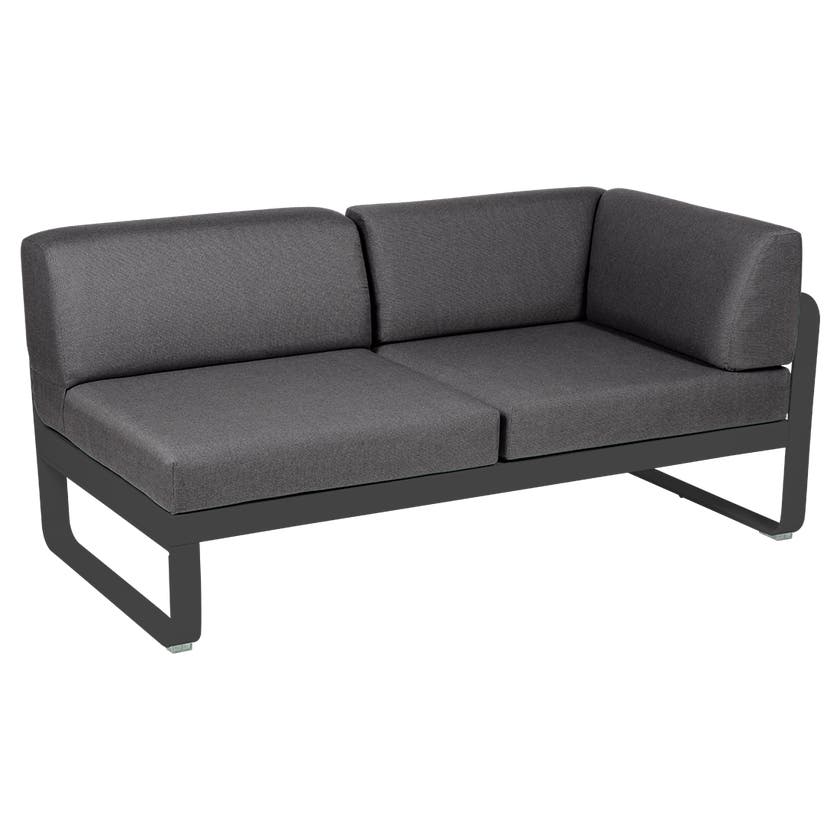 Module d'angle droit 2 places BELLEVIE de Fermob, Carbone , coussin gris graphite Module d'angle droit 2 places BELLEVIE de Fermob, Carbone , coussin gris graphite
