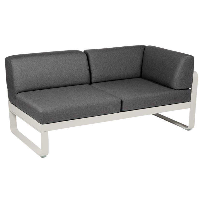 Module d'angle droit 2 places BELLEVIE de Fermob, Gris argile, coussin gris graphite Module d'angle droit 2 places BELLEVIE de Fermob, Gris argile, coussin gris graphite