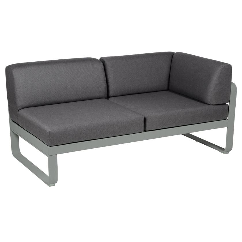Module d'angle droit 2 places BELLEVIE de Fermob, Gris lapilli, Coussin Gris graphite Module d'angle droit 2 places BELLEVIE de Fermob, Gris lapilli, Coussin Gris graphite