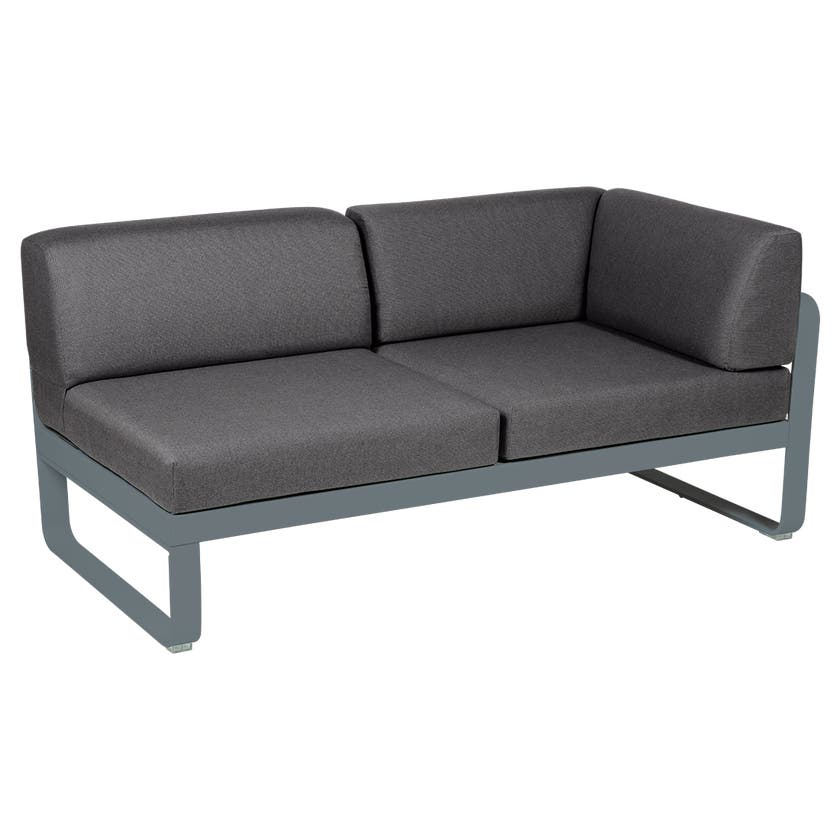 Module d'angle droit 2 places BELLEVIE de Fermob, Gris orage, coussin gris graphite Module d'angle droit 2 places BELLEVIE de Fermob, Gris orage, coussin gris graphite