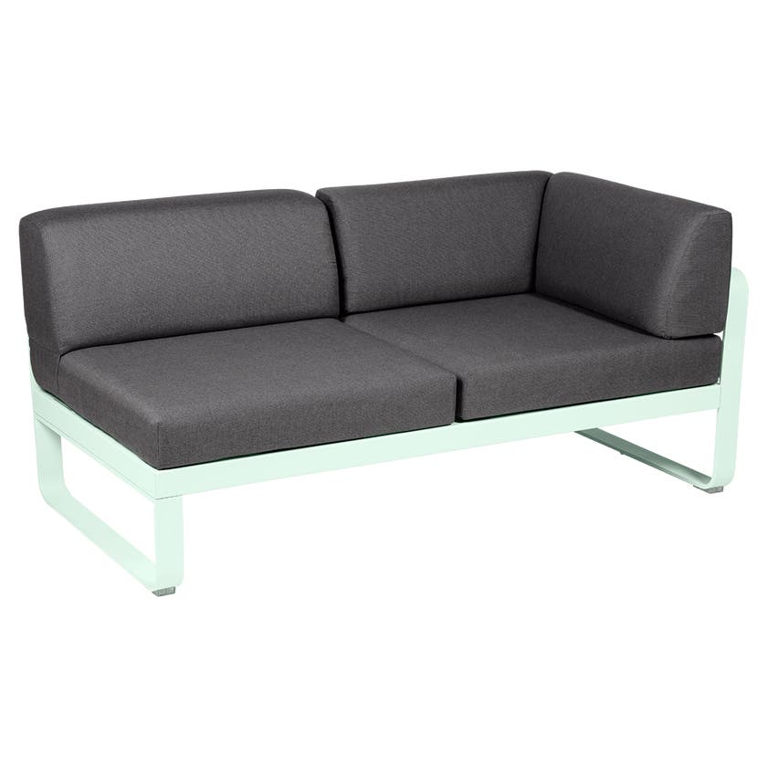 Module d'angle droit 2 places BELLEVIE de Fermob, Menthe glaciale, coussin gris graphite Module d'angle droit 2 places BELLEVIE de Fermob, Menthe glaciale, coussin gris graphite