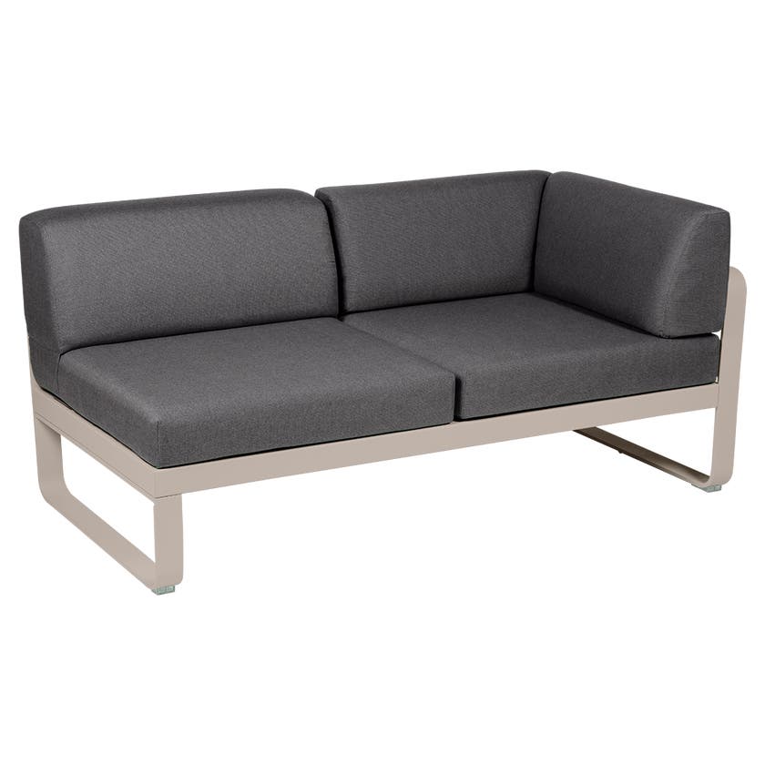 Module d'angle droit 2 places BELLEVIE de Fermob, Muscade, coussin gris graphite Module d'angle droit 2 places BELLEVIE de Fermob, Muscade, coussin gris graphite