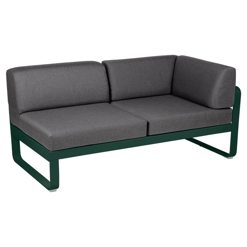Module d'angle droit 2 places BELLEVIE de Fermob, Vert cèdre, coussin gris graphite Module d'angle droit 2 places BELLEVIE de Fermob, Vert cèdre, coussin gris graphite