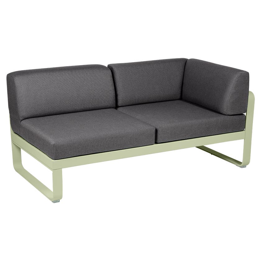 Module d'angle droit 2 places BELLEVIE de Fermob, Tilleul, coussin gris graphite Module d'angle droit 2 places BELLEVIE de Fermob, Tilleul, coussin gris graphite