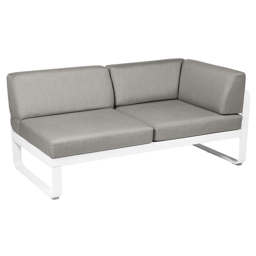 Module d'angle droit 2 places BELLEVIE de Fermob, Blanc coton, Coussin Taupe grisé Module d'angle droit 2 places BELLEVIE de Fermob, Blanc coton, Coussin Taupe grisé