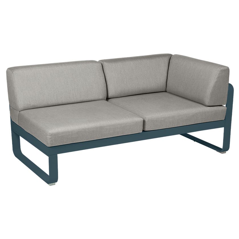 Module d'angle droit 2 places BELLEVIE de Fermob, Bleu acapulco, Coussin Taupe grisé Module d'angle droit 2 places BELLEVIE de Fermob, Bleu acapulco, Coussin Taupe grisé