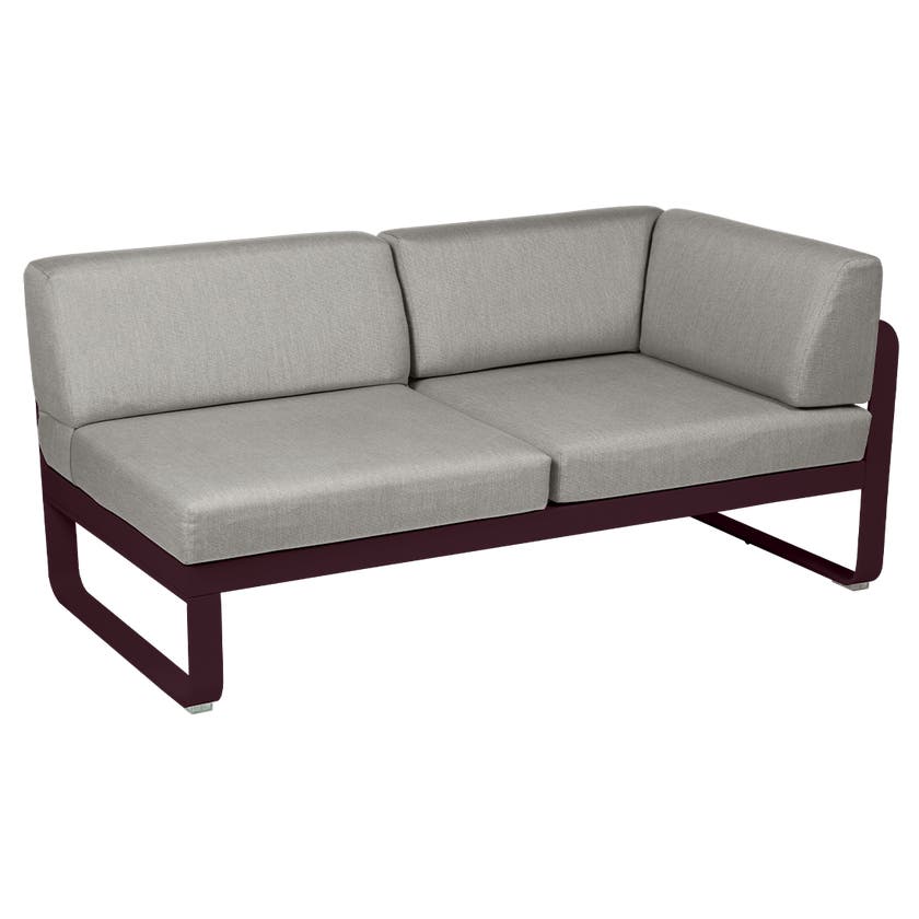 Module d'angle droit 2 places BELLEVIE de Fermob, Cerise noire, Coussin Taupe grisé Module d'angle droit 2 places BELLEVIE de Fermob, Cerise noire, Coussin Taupe grisé