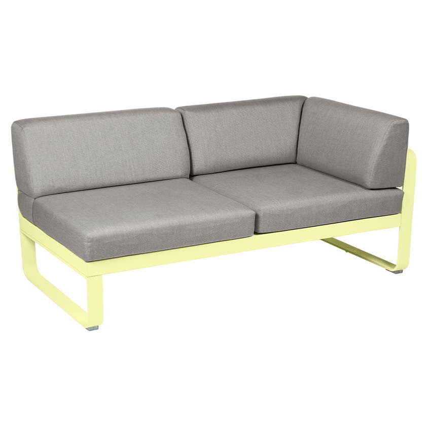 Module d'angle droit 2 places BELLEVIE de Fermob, Citron givré, Coussin Taupe grisé Module d'angle droit 2 places BELLEVIE de Fermob, Citron givré, Coussin Taupe grisé