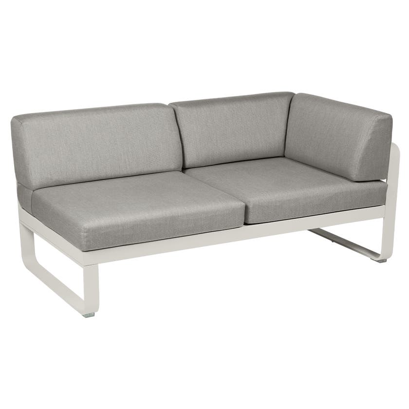 Module d'angle droit 2 places BELLEVIE de Fermob, Gris argile, Coussin Taupe grisé Module d'angle droit 2 places BELLEVIE de Fermob, Gris argile, Coussin Taupe grisé