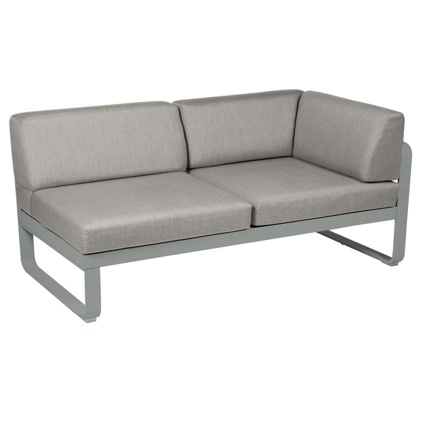 Module d'angle droit 2 places BELLEVIE de Fermob, Gris lapilli, Coussin Taupe grisé Module d'angle droit 2 places BELLEVIE de Fermob, Gris lapilli, Coussin Taupe grisé