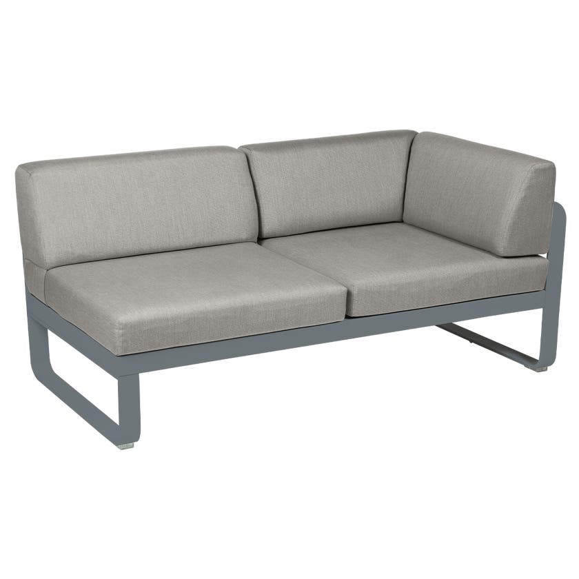 Module d'angle droit 2 places BELLEVIE de Fermob, Gris orage, Coussin Taupe grisé Module d'angle droit 2 places BELLEVIE de Fermob, Gris orage, Coussin Taupe grisé